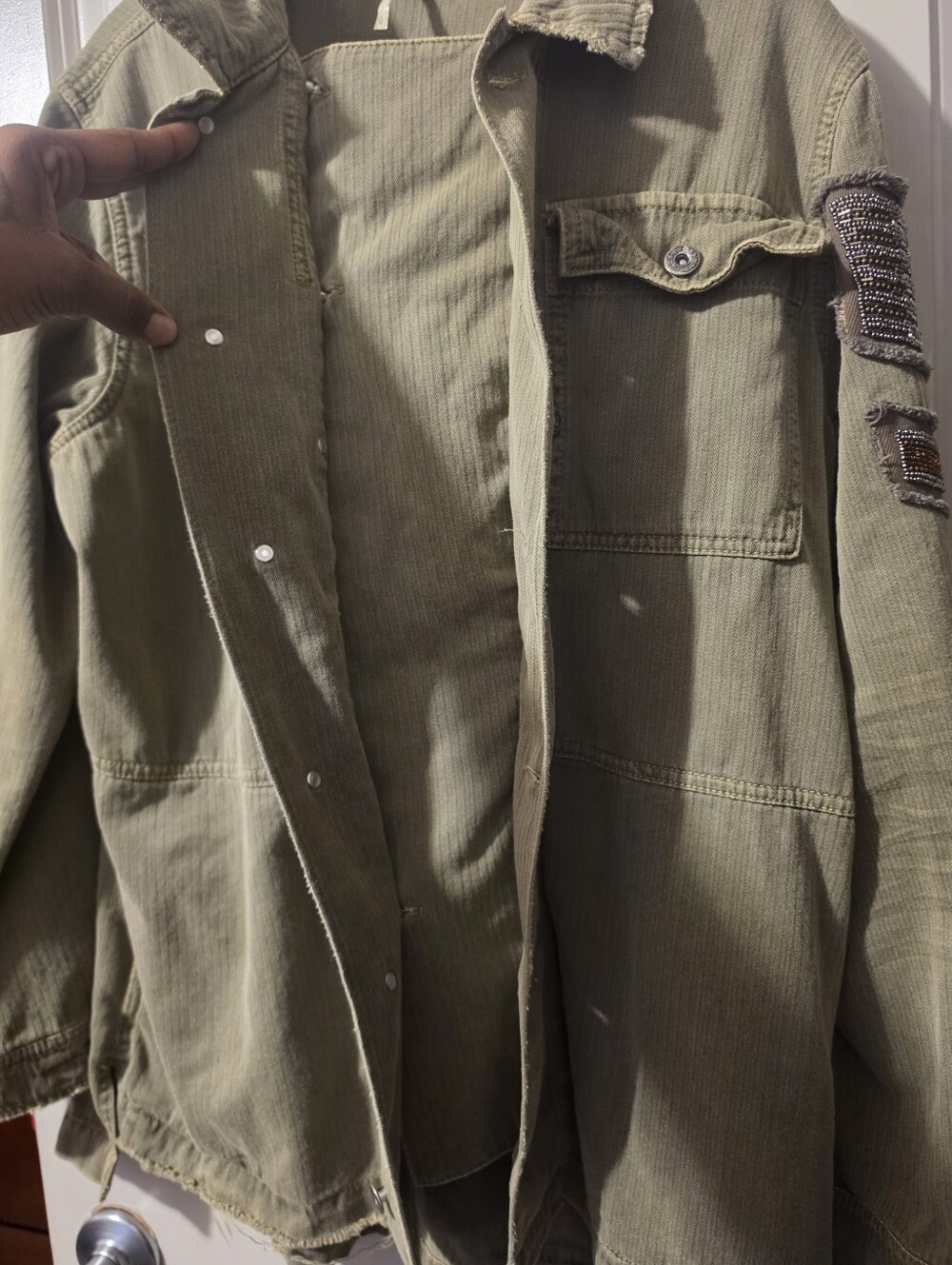 Women's Olive Green Utility Jacket L - Picture 4 of 8